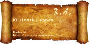Kubinszky Ágnes névjegykártya