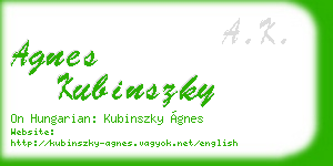 agnes kubinszky business card