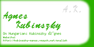 agnes kubinszky business card